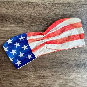 Forever 21 Red White and Blue Ruched Bandeau Large